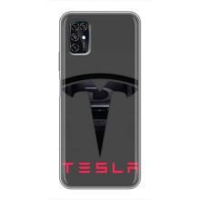 Силіконовий бампер з картинкою машини на ZTE Blade V2020 Smart – Logo TESLA