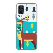 Силиконовый бампер с картинкой животных для ZTE Blade V2020 Smart (Олень с шарфом)