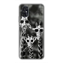 Силиконовый чехол с КАРТИНКАМИ лето для ZTE Blade V2020 Smart (AlphaPrint) (Жирафы в очках)