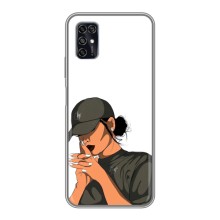 Силиконовый Чехол на ZTE Blade V2020 Smart с картинкой Стильных Девушек (В зеленом)