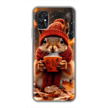 Печатный чехол «Зверята с кофе» для ZTE Blade V2020 Smart – Белка с кофе