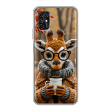 Печатный чехол «Зверята с кофе» для ZTE Blade V2020 Smart – Жираф с кофе