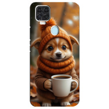 Печатный чехол «Зверята с кофе» для ZTE Blade V2020 – Песик с кофе