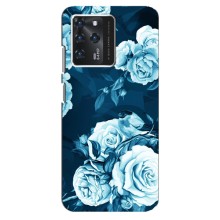 Чехлы (ART) Цветы на ZTE Blade V30 (VPrint) (Голубые Бутоны)