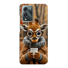 Друкований чохол 'Звірята з кавою' для ZTE Blade V40 Pro – Жираф з кавою