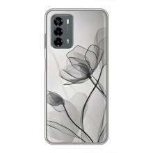 Чехол с цветочным принтом на Блейд В40 Вита (Черные цветы)