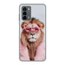 Чехол с принтом стильные животные для Блейд В40 Вита (Лев в очках)
