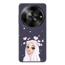 Чехол Стильные девушки на ZTE Nubia Focus 5G – Девушка и сердечки