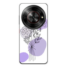 Силконовий чохол з принтом в квітах на ZTE Nubia Focus 5G – Фіолетовий букет