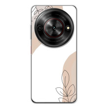 Силконовий чохол з принтом в квітах на ZTE Nubia Focus 5G – Нюдовий дизайн