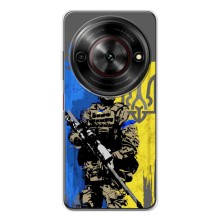Чехол с украинским воином на ZTE Nubia Focus 5G (Воин с гербом)
