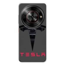 Силиконовый бампер с картинкой машины на ZTE Nubia Focus 5G – Logo TESLA