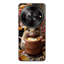 Друкований чохол 'Звірята з кавою' для ZTE Nubia Focus 5G – Мишка з кавою