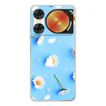 Чехол с Цветами для ZTE Nubia Music 2 – ромашки на голубом