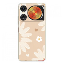 Чохол з квітковим принтом на ЗТЕ Нюбія Мyзiк 2 (Бежеві квіти)