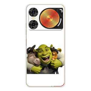 Печатный чехол с принтом Шрек для ZTE Nubia Music 2 – Шрек осел и кот