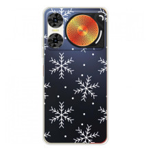 Зимні Чохли для ЗТЕ Нюбія Мyзiк 2 - прозорий фон (Білі сніжинки)