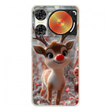 Яркий чехол для ZTE Nubia Music 2 с Зимними Оленятами (Олень с носом)