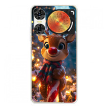 Яркий чехол для ZTE Nubia Music 2 с Зимними Оленятами (Олень в шарфе)