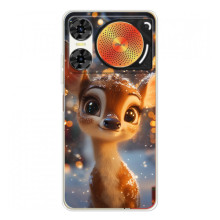 Яркий чехол для ZTE Nubia Music 2 с Зимними Оленятами (Оленёнок среди гирлянд)