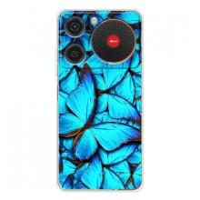 Чохол з принтом для Нубіа Мюзік - (Прикольні) (AlphaPrint) (Сині метелики)