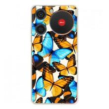 Чохол з принтом для Нубіа Мюзік - (Прикольні) (AlphaPrint) (Яскраві метелики)
