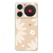 Чехол с цветочным принтом на Нубиа Мюзик (Бежевые цветы)