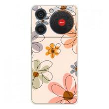 Чехол с цветочным принтом на Нубиа Мюзик (Разноцветные цветы)