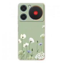 Чехол с цветочным принтом на Нубиа Мюзик (Цветы на зеленом)