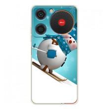 Новогодние Чехлы для Нубиа Мюзик (VPrint) (Снеговик на лыжах)
