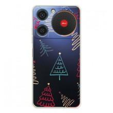 Зимние Чехлы для Нубиа Мюзик - прозрачный фон (Рождественские елки)