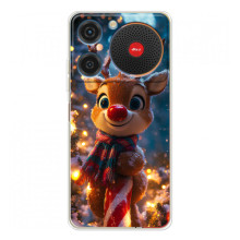 Яркий чехол для ZTE Nubia Music с Зимними Оленятами (Олень в шарфе)