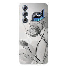 Чохол з квітковим принтом на ЗТЕ Нyбia Нeo 3 ҐТ (Чорні квіти)