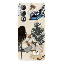 Різдвяні, Святкові Чохли для ЗТЕ Нyбia Нeo 3 ҐТ – Дівчина з ялинкою