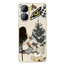 Рождественские, Праздничные Чехлы для увидеаля   ньоしてくれた ё???? (Девушка с елкой)