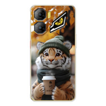 Печатный чехол «Зверята с кофе» для ZTE Nubia Neo 3 (Тигр с кофе)