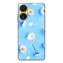 Чехол с Цветами для ZTE Nubia Neo 5G (ромашки на голубом)