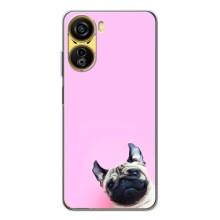 Бампер для ZTE Nubia Neo 5G с картинкой "Песики" (Собака на розовом)