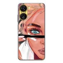 Силиконовый Чехол на ZTE Nubia Neo 5G с картинкой Стильных Девушек (Девушка и ресницы)