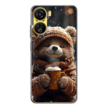 Печатный чехол «Зверята с кофе» для ZTE Nubia Neo 5G – Мишка с кофе