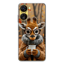 Печатный чехол «Зверята с кофе» для ZTE Nubia Neo 5G – Жираф с кофе