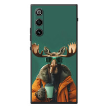 Чохол з принтом стильні тварини для <td>ZTE Нyбіа РедМаgік 10 Air </td> (Лось з кавою)