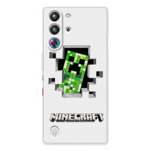 Чехол Майнкрафт на ZTE Nubia RedMagic 10 Pro (AlphaPrint) Minecraft (крипер Майнкрафт)