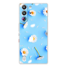 Чехол с Цветами для ZTE Nubia RedMagic 10 Pro (ромашки на голубом)