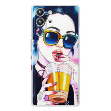 Чехол с картинкой Модные Девчонки ZTE Nubia RedMagic 10 Pro – Девушка с коктейлем