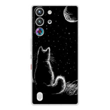 Чехол с принтом для ZTE Nubia RedMagic 10 Pro (AlphaPrint) Модные коты (Котик и луна)
