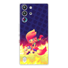 Чехол (ТПУ) с героями Бравл Старс на ZTE Nubia RedMagic 10 Pro (Пенни в огне)