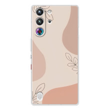 Чехол цветочный дизайн для ZTE Nubia RedMagic 10 Pro (Коричневый фон)