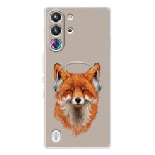 Чехол с принтом лисички на ЗТЕ Ньюбия РэдМажик 10 Про – Лиса в наушниках