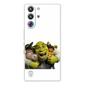Печатный чехол с принтом Шрек для ZTE Nubia RedMagic 10 Pro – Шрек осел и кот